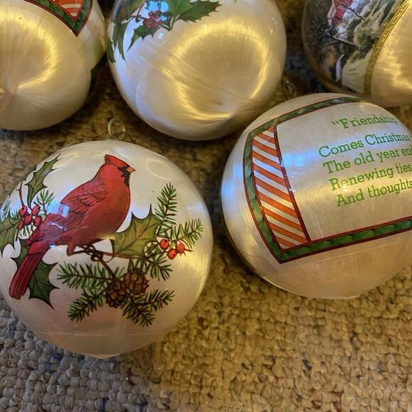 VTG MCM Christmas Ornaments No Glass Ball Silk & Plastic Wrap ThomasWolfe Lotof8 - Picture 5 of 10